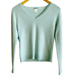J.Crew | Women's Cashmere V-Neck Sweater | Mint/Aqua | Size M